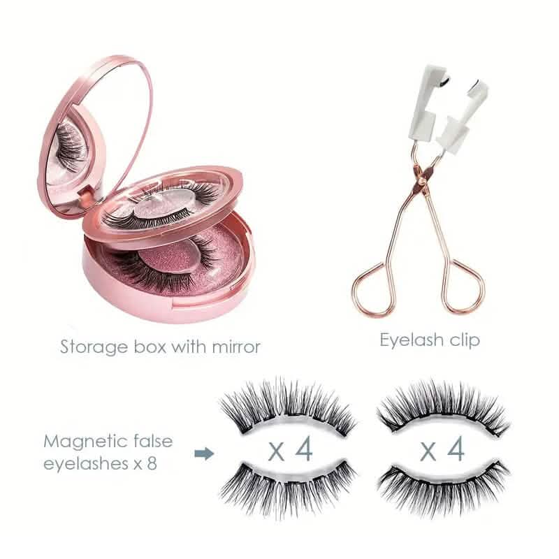 8-Pairs: Reusable Magnetic Dual 3D False Eyelashes Kit - A-1 Thread Vault