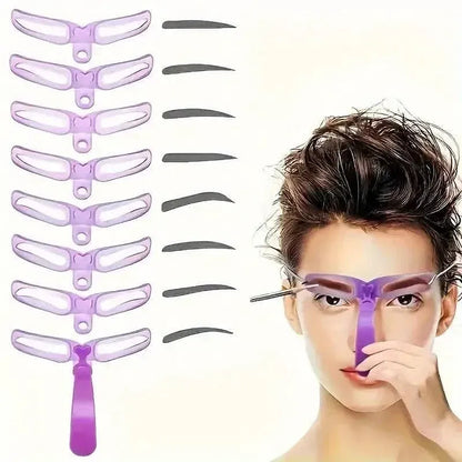 8-Piece: Eyebrow Shaping Stencils Kit - Makeup Tool for Perfect Brows - A-1 Thread Vault