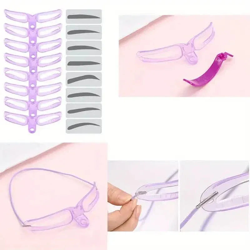 8-Piece: Eyebrow Shaping Stencils Kit - Makeup Tool for Perfect Brows - A-1 Thread Vault
