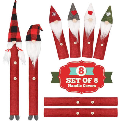 8-Piece: Gnome Christmas Refrigerator Handle Covers Set - A-1 Thread Vault