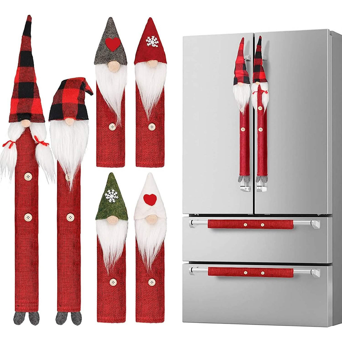 8-Piece: Gnome Christmas Refrigerator Handle Covers Set - A-1 Thread Vault