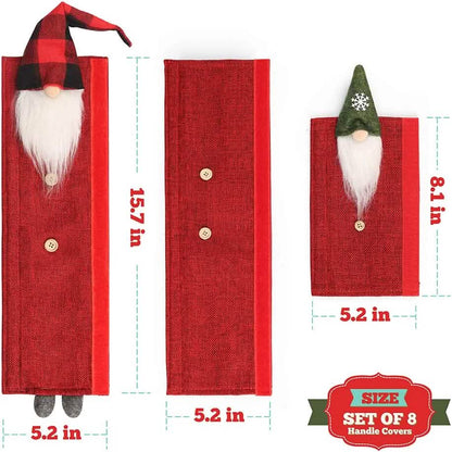 8-Piece: Gnome Christmas Refrigerator Handle Covers Set - A-1 Thread Vault