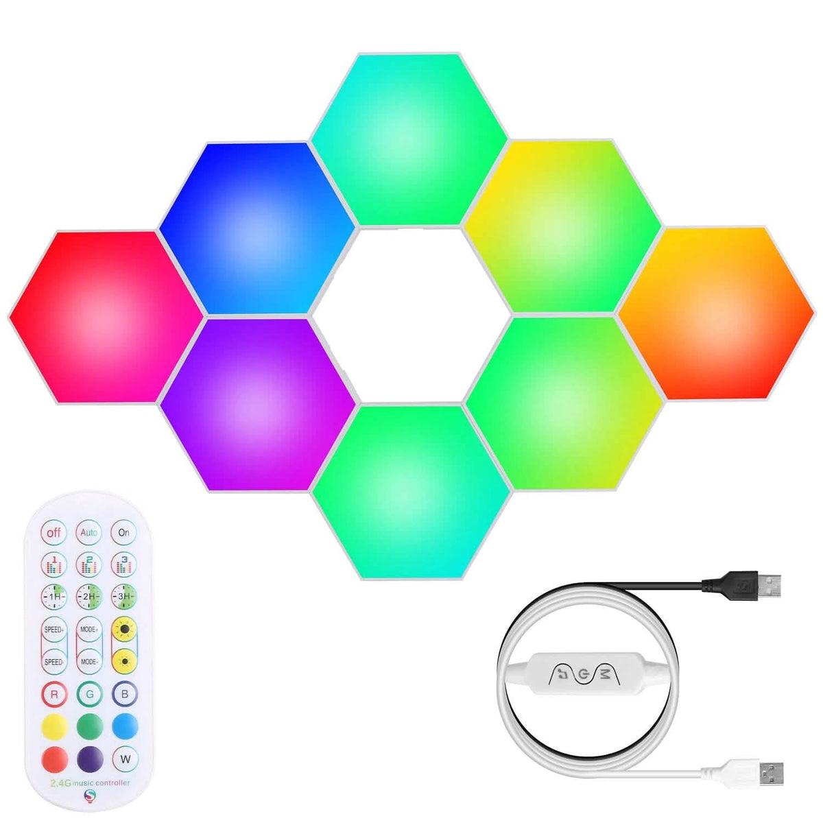 8-Piece: Hexagon Light Panels RGBW Colorful Splicing Wall Lamps - A-1 Thread Vault