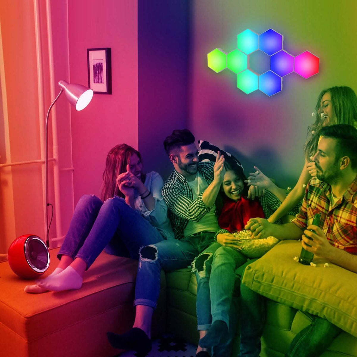 8-Piece: Hexagon Light Panels RGBW Colorful Splicing Wall Lamps - A-1 Thread Vault
