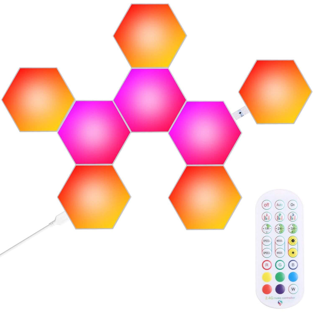 8-Piece: Hexagon Light Panels RGBW Colorful Splicing Wall Lamps - A-1 Thread Vault