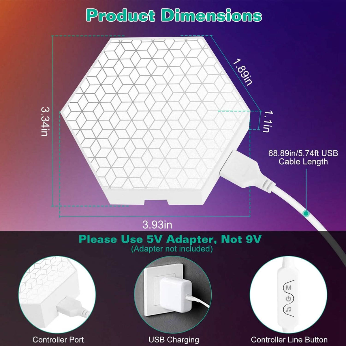 8-Piece: Hexagon Light Panels RGBW Colorful Splicing Wall Lamps - A-1 Thread Vault
