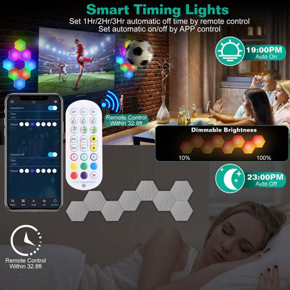 8-Piece: Hexagon Light Panels RGBW Colorful Splicing Wall Lamps - A-1 Thread Vault