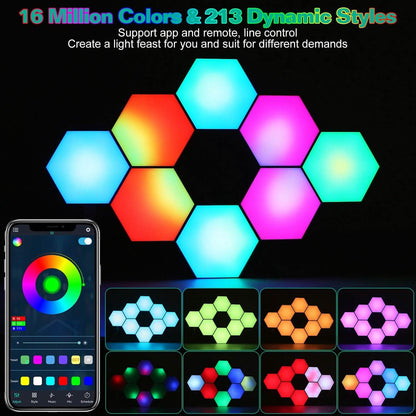 8-Piece: Hexagon Light Panels RGBW Colorful Splicing Wall Lamps - A-1 Thread Vault