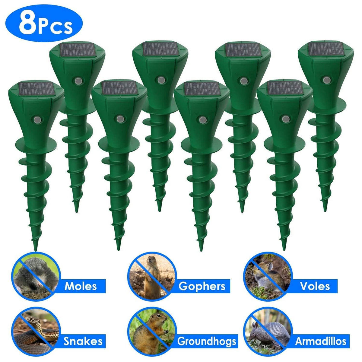 8-Pieces: Solar Powered Repellent Waterproof Solar Vibration Stake - A-1 Thread Vault