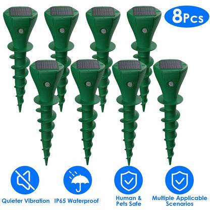 8-Pieces: Solar Powered Repellent Waterproof Solar Vibration Stake - A-1 Thread Vault