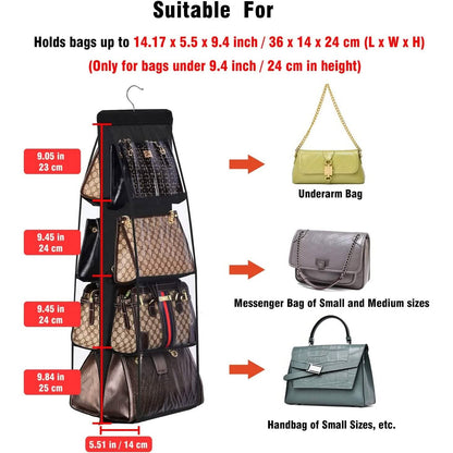 8 Pocket Hanging Purse Organizer Handbag Storage Hanger - A-1 Thread Vault