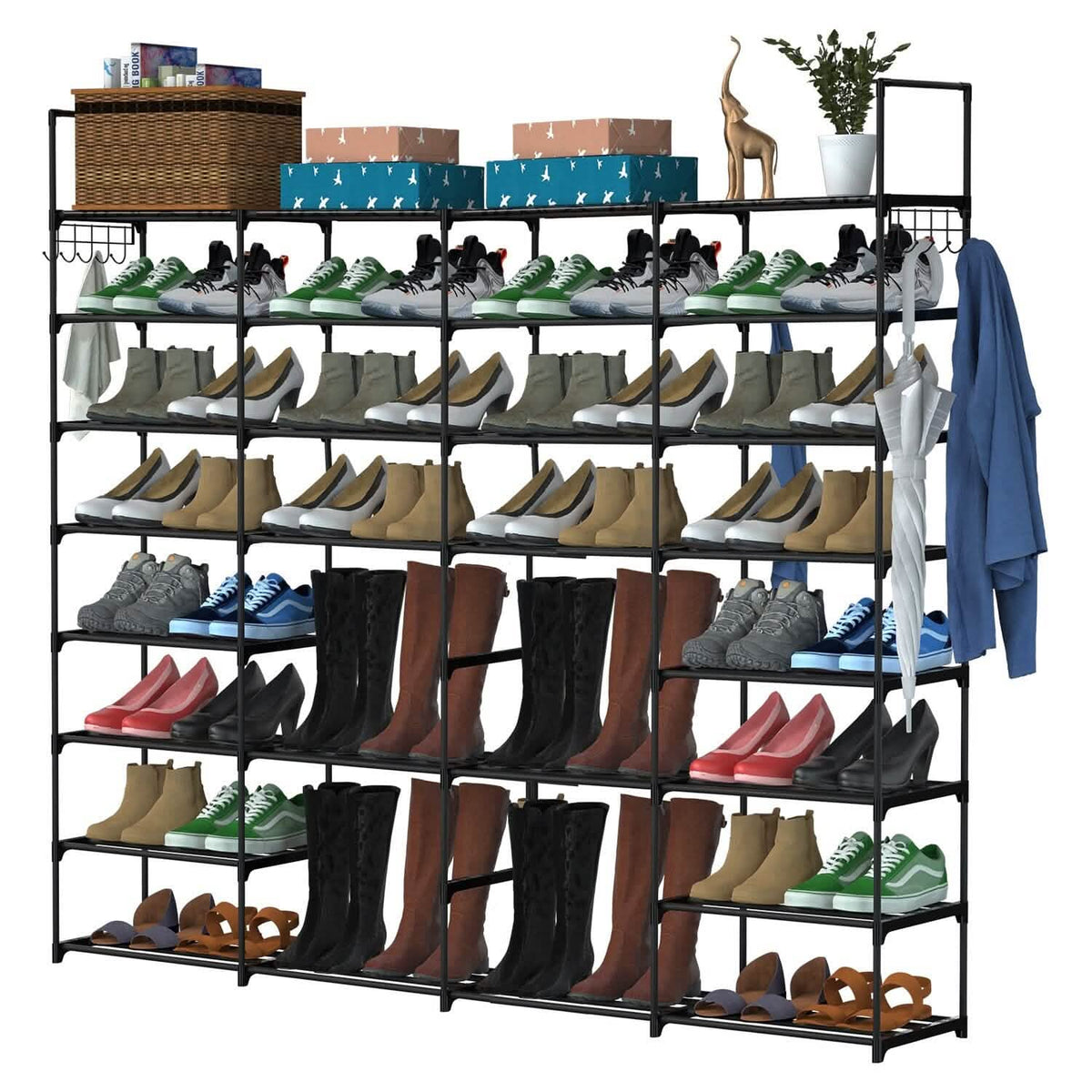 8-Tier Shoe Rack Metal Shoe Storage Shelf - A-1 Thread Vault