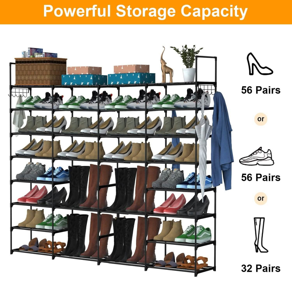 8-Tier Shoe Rack Metal Shoe Storage Shelf - A-1 Thread Vault
