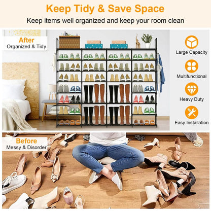 8-Tier Shoe Rack Metal Shoe Storage Shelf - A-1 Thread Vault