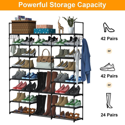 8-Tier Shoe Rack Metal Shoe Storage Shelf - A-1 Thread Vault