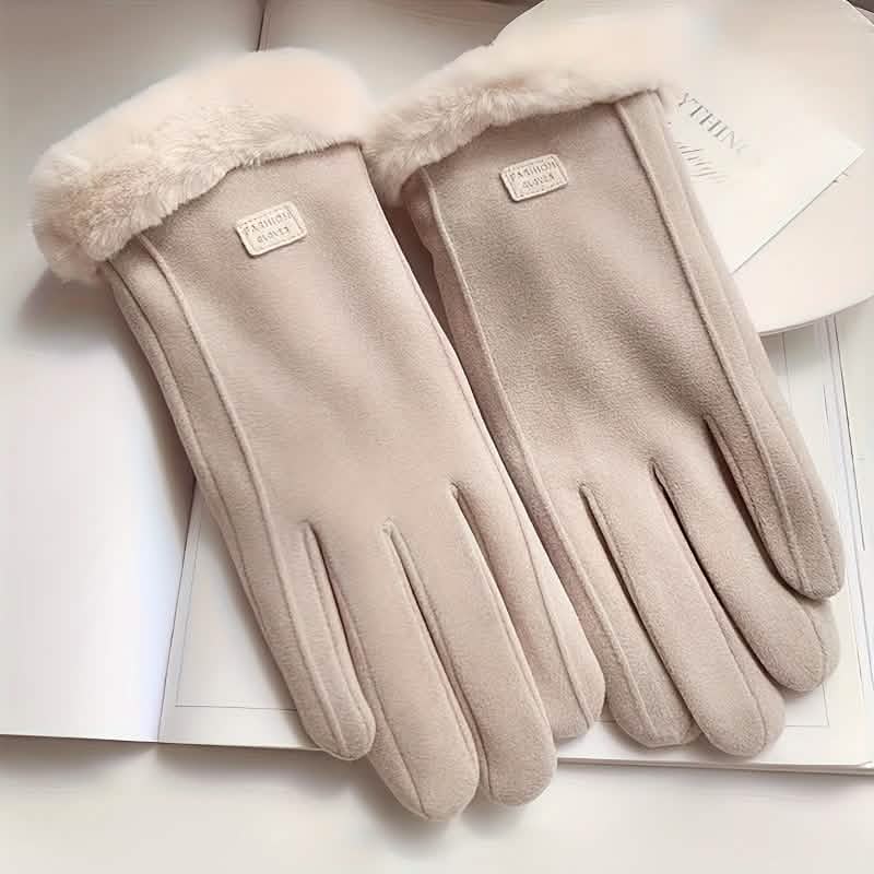 Cashmere Warm Suede Leather Plush Touch Screen Gloves - A-1 Thread Vault