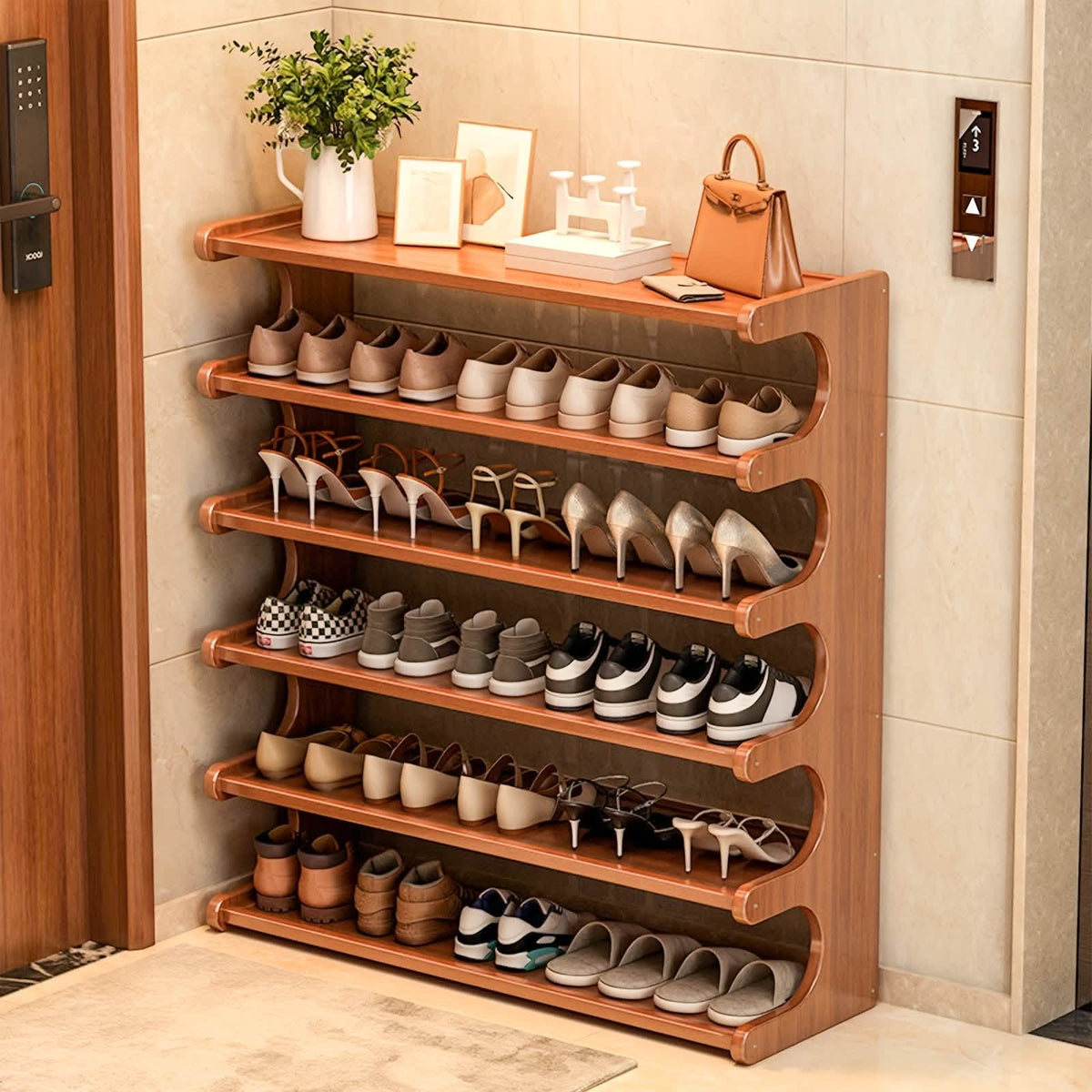 Bamboo Shoe Rack Organizer – 5 or 6 Tier, Space-Saving Storage - A-1 Thread Vault