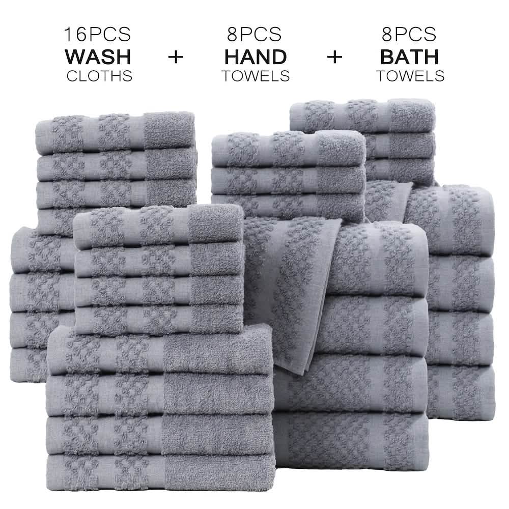 Gray Cotton Bath Towel Set (10–32 pcs) - A-1 Thread Vault