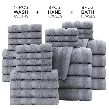 Gray Cotton Bath Towel Set (10–32 pcs) - A-1 Thread Vault