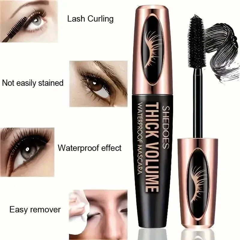8D Curler Fiber Lash Mascara - Waterproof, Black, Thick Eyelash Shaping - A-1 Thread Vault