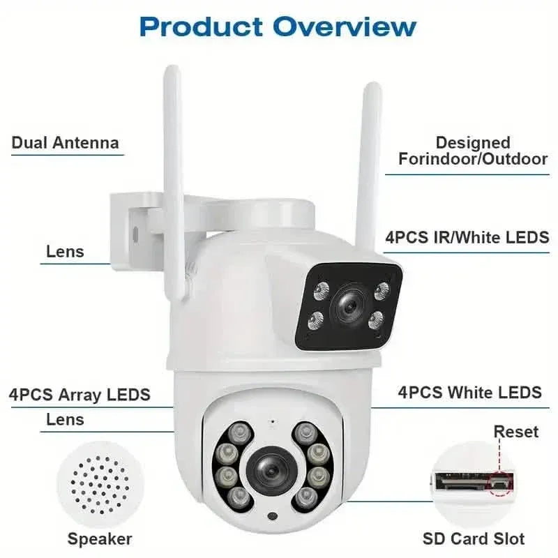 8MP Dual Lens WiFi PTZ Security Camera – Night Vision & Two-Way Audio - A-1 Thread Vault