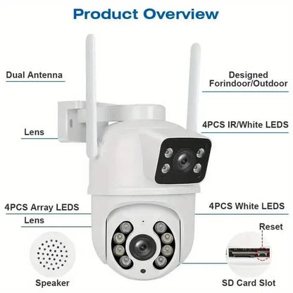 8MP Dual Lens WiFi PTZ Security Camera – Night Vision & Two-Way Audio - A-1 Thread Vault