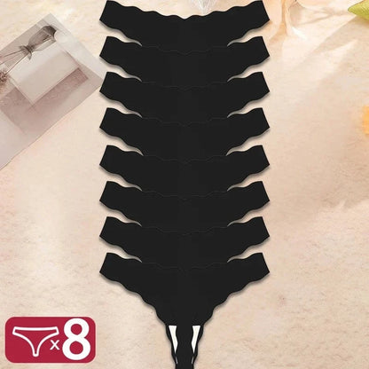 8Pcs Sexy Lingerie Women's Seamless Panties Ice Silk G-String Female Underpanties For Women Elasticity Thongs Secret G-String - A-1 Thread Vault