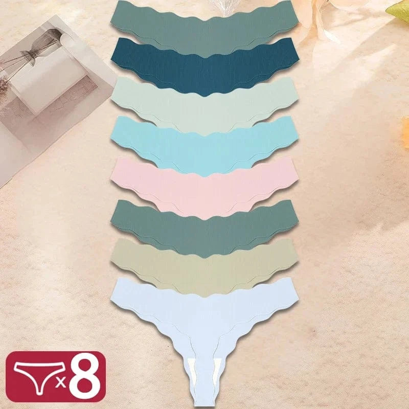 8Pcs Sexy Lingerie Women's Seamless Panties Ice Silk G-String Female Underpanties For Women Elasticity Thongs Secret G-String - A-1 Thread Vault