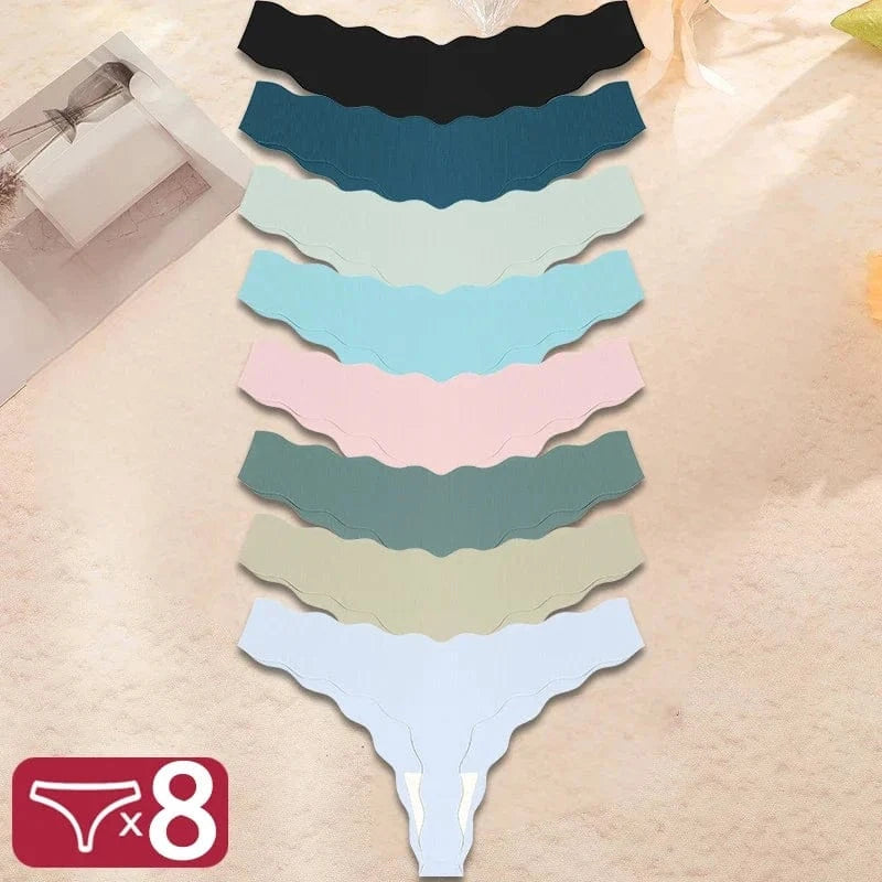 8Pcs Sexy Lingerie Women's Seamless Panties Ice Silk G-String Female Underpanties For Women Elasticity Thongs Secret G-String - A-1 Thread Vault