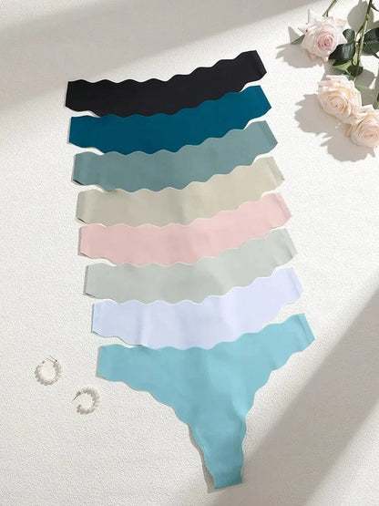 8Pcs Sexy Lingerie Women's Seamless Panties Ice Silk G-String Female Underpanties For Women Elasticity Thongs Secret G-String - A-1 Thread Vault
