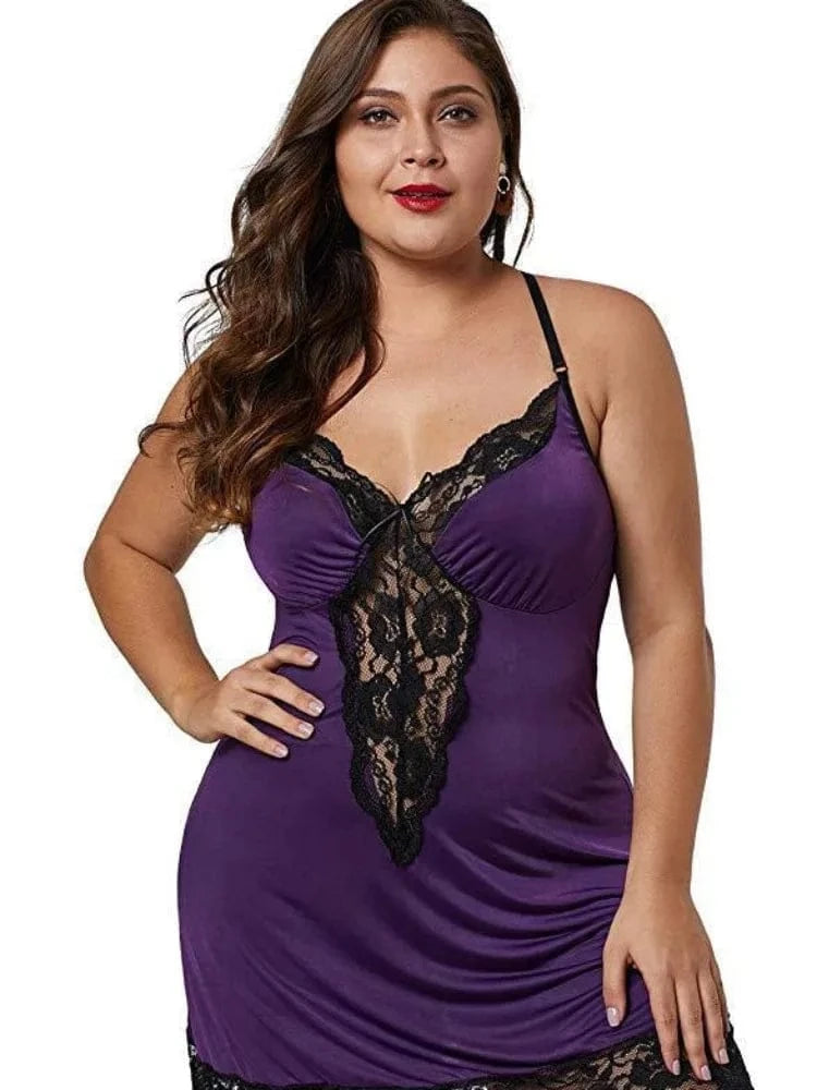 8XL Large Size Spaghetti Straps Nightgown Women Summer Lace Satin Sleepwear Plus Size Nightdress Ladies Pajamas Home Clothes - A-1 Thread Vault