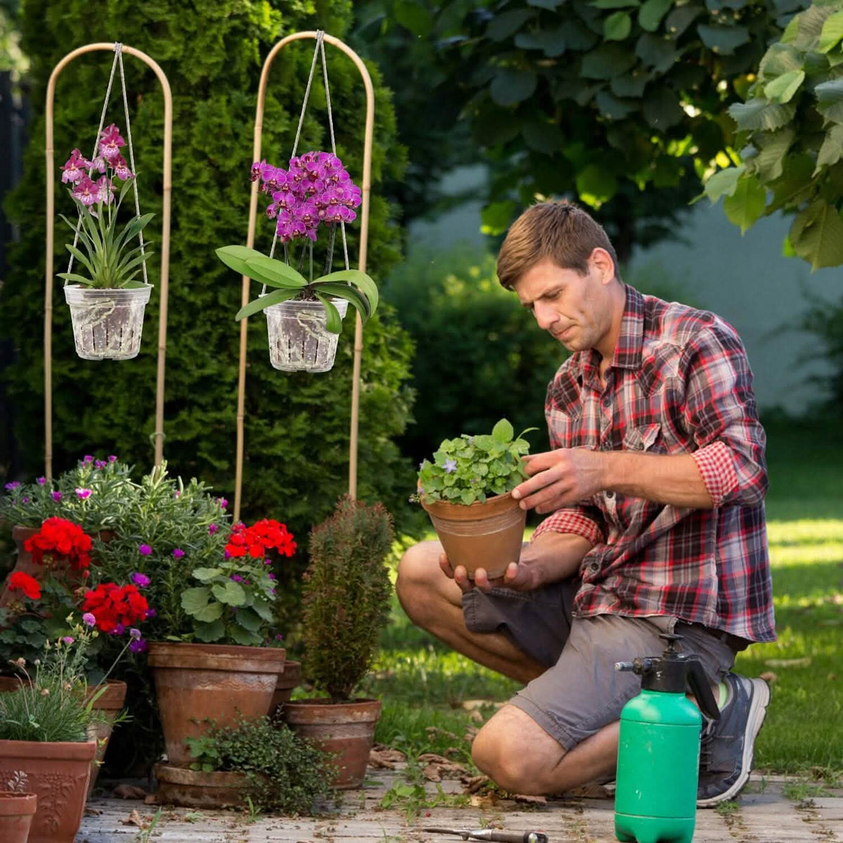 9-Piece: Orchid Pots Clear Reusable Plastic Flower Plant Nursery Planter - A-1 Thread Vault