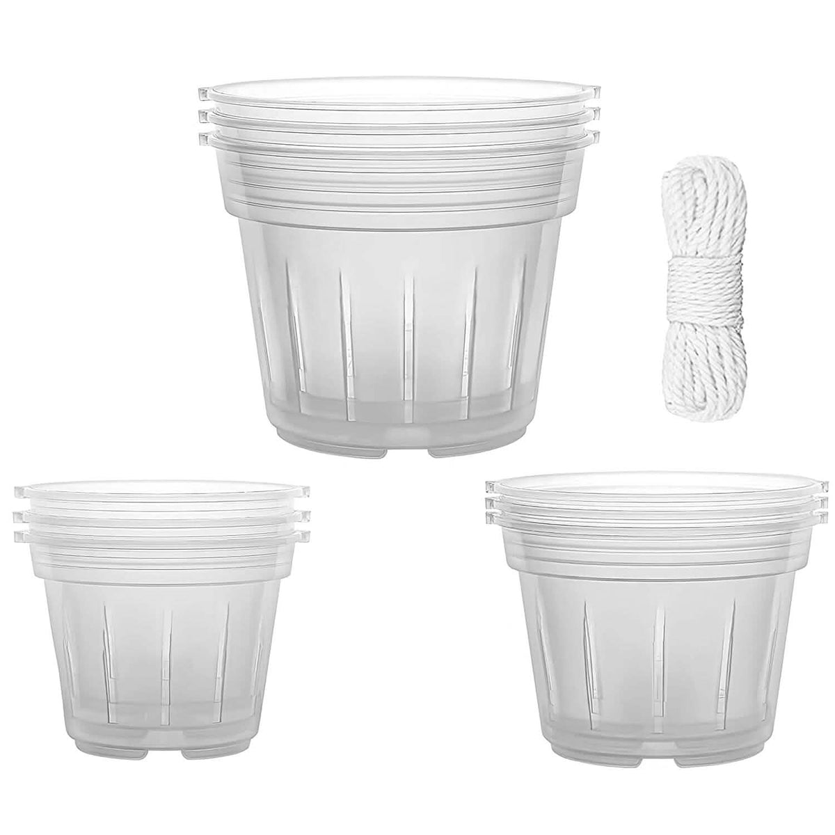 9-Piece: Orchid Pots Clear Reusable Plastic Flower Plant Nursery Planter - A-1 Thread Vault