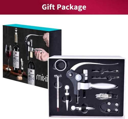 9-Piece Set: Wine Opener Set with Corkscrew, Foil Cutter, Thermometer, Stoppers & More - A-1 Thread Vault
