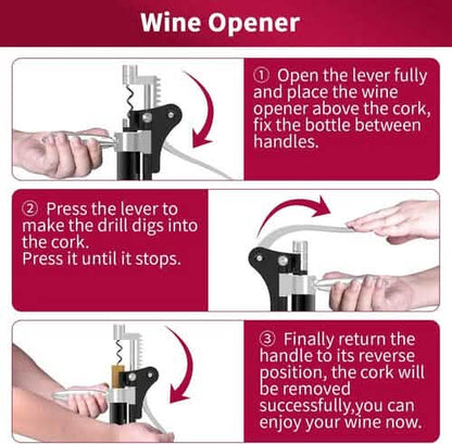9-Piece Set: Wine Opener Set with Corkscrew, Foil Cutter, Thermometer, Stoppers & More - A-1 Thread Vault