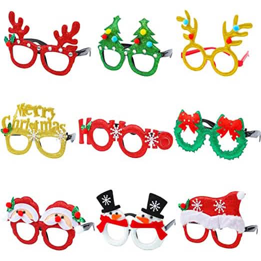 9-Pieces: Christmas Glitter Party Glasses Frame - A-1 Thread Vault
