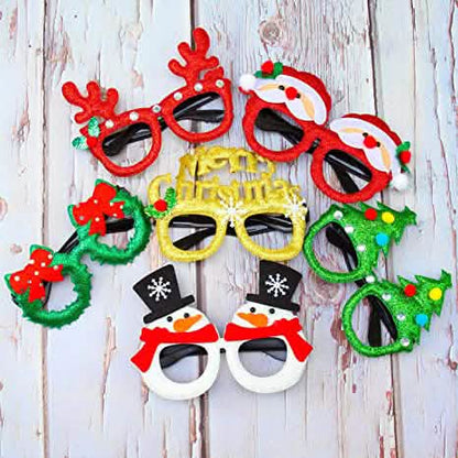 9-Pieces: Christmas Glitter Party Glasses Frame - A-1 Thread Vault