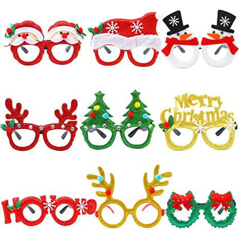 9-Pieces: Christmas Glitter Party Glasses Frame - A-1 Thread Vault