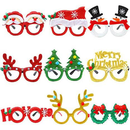 9-Pieces: Christmas Glitter Party Glasses Frame - A-1 Thread Vault