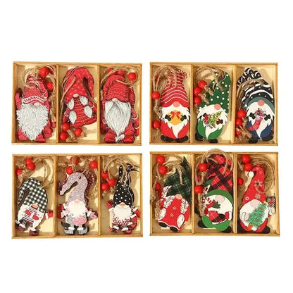9-Pieces: Festive Christmas Wooden Hanging Box - A-1 Thread Vault