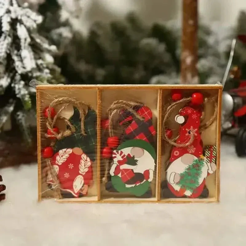 9-Pieces: Festive Christmas Wooden Hanging Box - A-1 Thread Vault