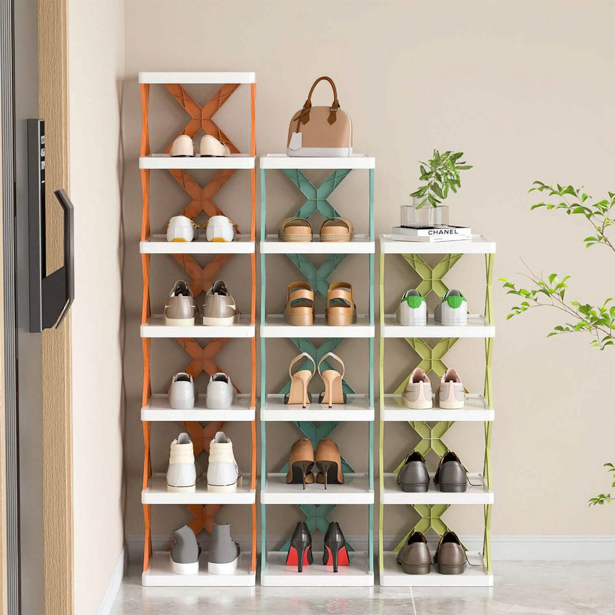 9-Tier Narrow Entryway Shoe Rack Plastic Vertical Shoe Organizer - A-1 Thread Vault