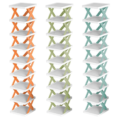 9-Tier Narrow Entryway Shoe Rack Plastic Vertical Shoe Organizer - A-1 Thread Vault