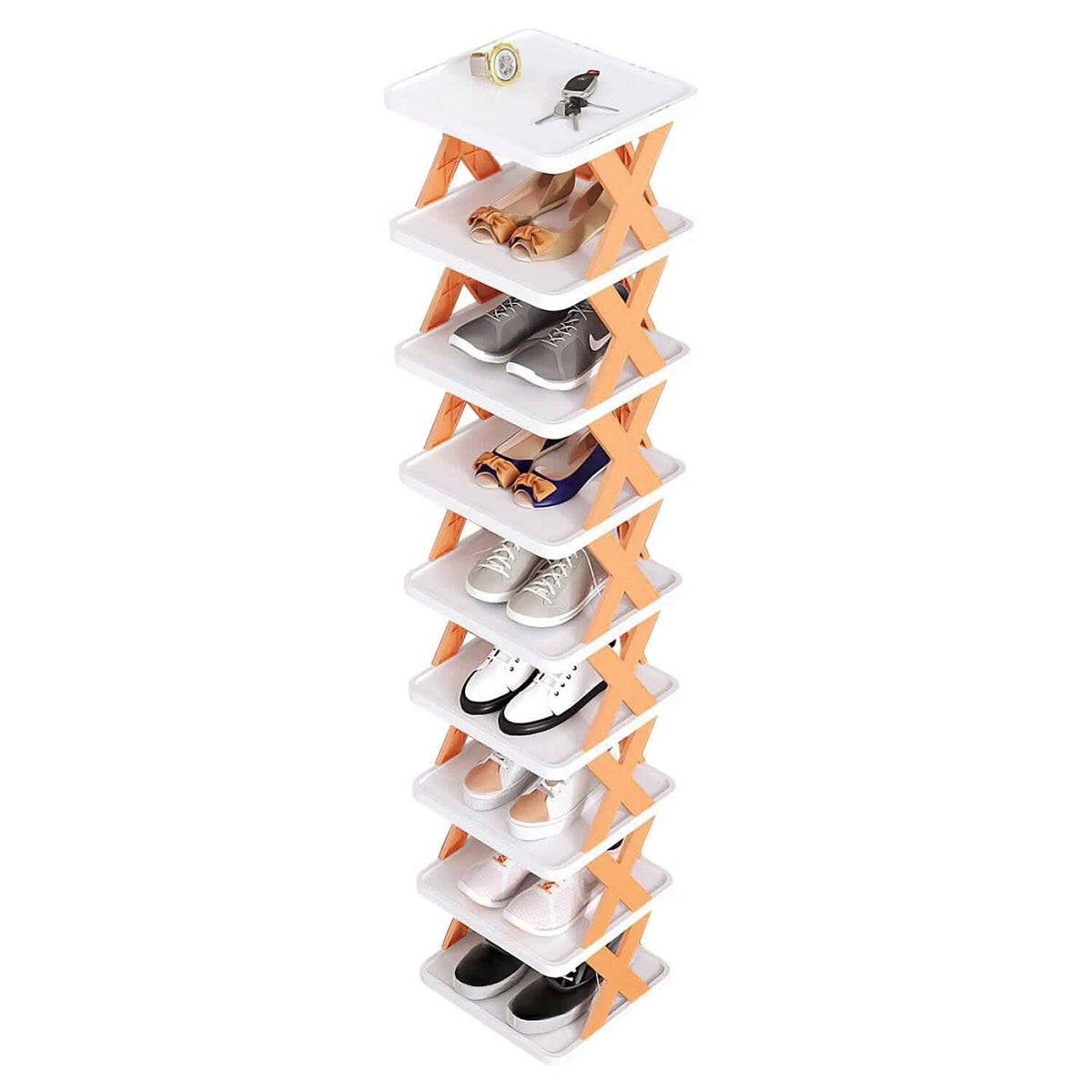 9-Tier Narrow Entryway Shoe Rack Plastic Vertical Shoe Organizer - A-1 Thread Vault