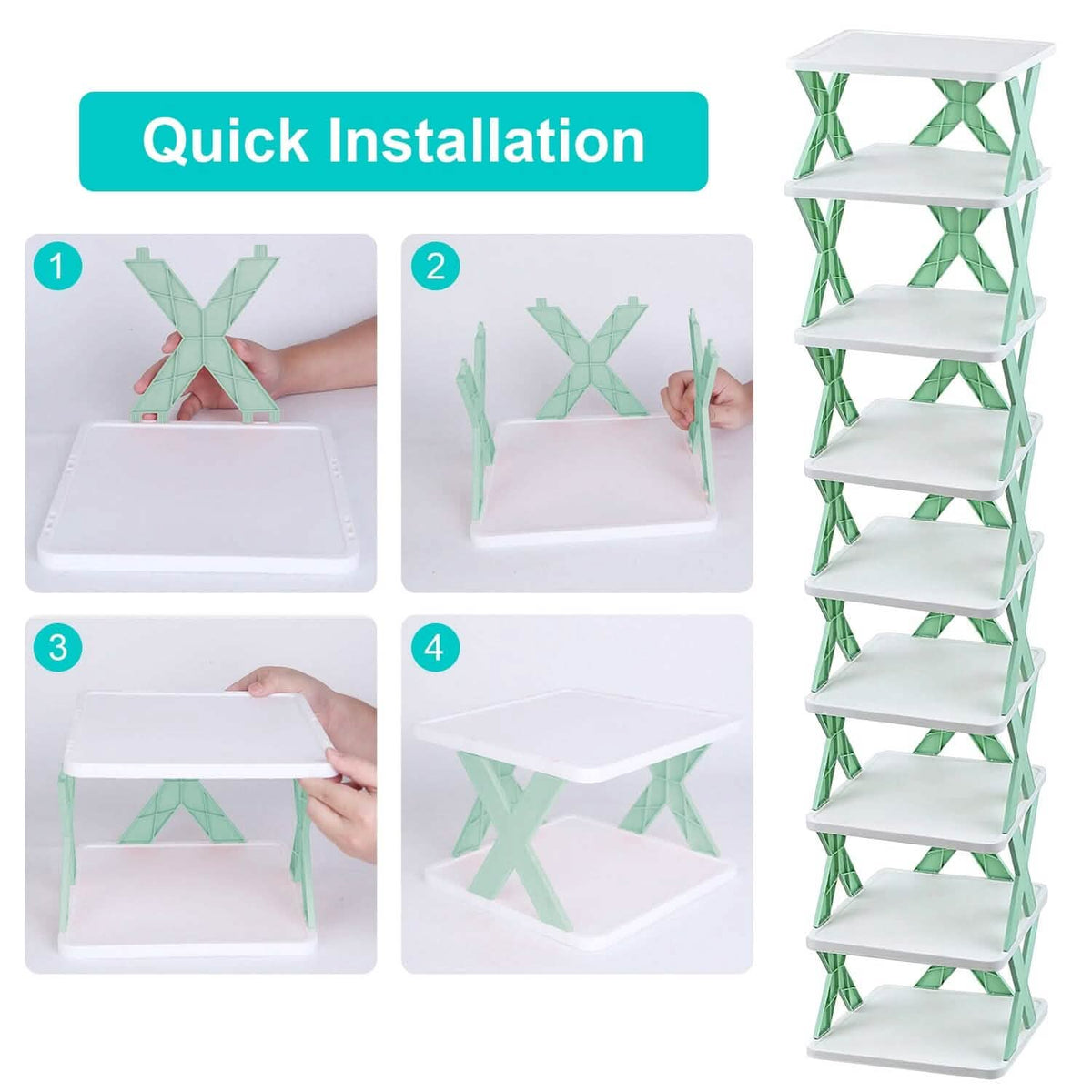 9-Tier Narrow Entryway Shoe Rack Plastic Vertical Shoe Organizer - A-1 Thread Vault