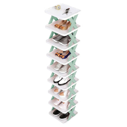 9-Tier Narrow Entryway Shoe Rack Plastic Vertical Shoe Organizer - A-1 Thread Vault
