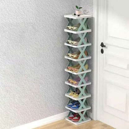 9-Tier Narrow Entryway Shoe Rack Plastic Vertical Shoe Organizer - A-1 Thread Vault