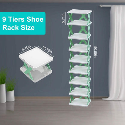 9-Tier Narrow Entryway Shoe Rack Plastic Vertical Shoe Organizer - A-1 Thread Vault