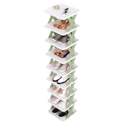 9-Tier Narrow Entryway Shoe Rack Plastic Vertical Shoe Organizer - A-1 Thread Vault