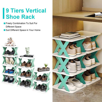 9-Tier Narrow Entryway Shoe Rack Plastic Vertical Shoe Organizer - A-1 Thread Vault